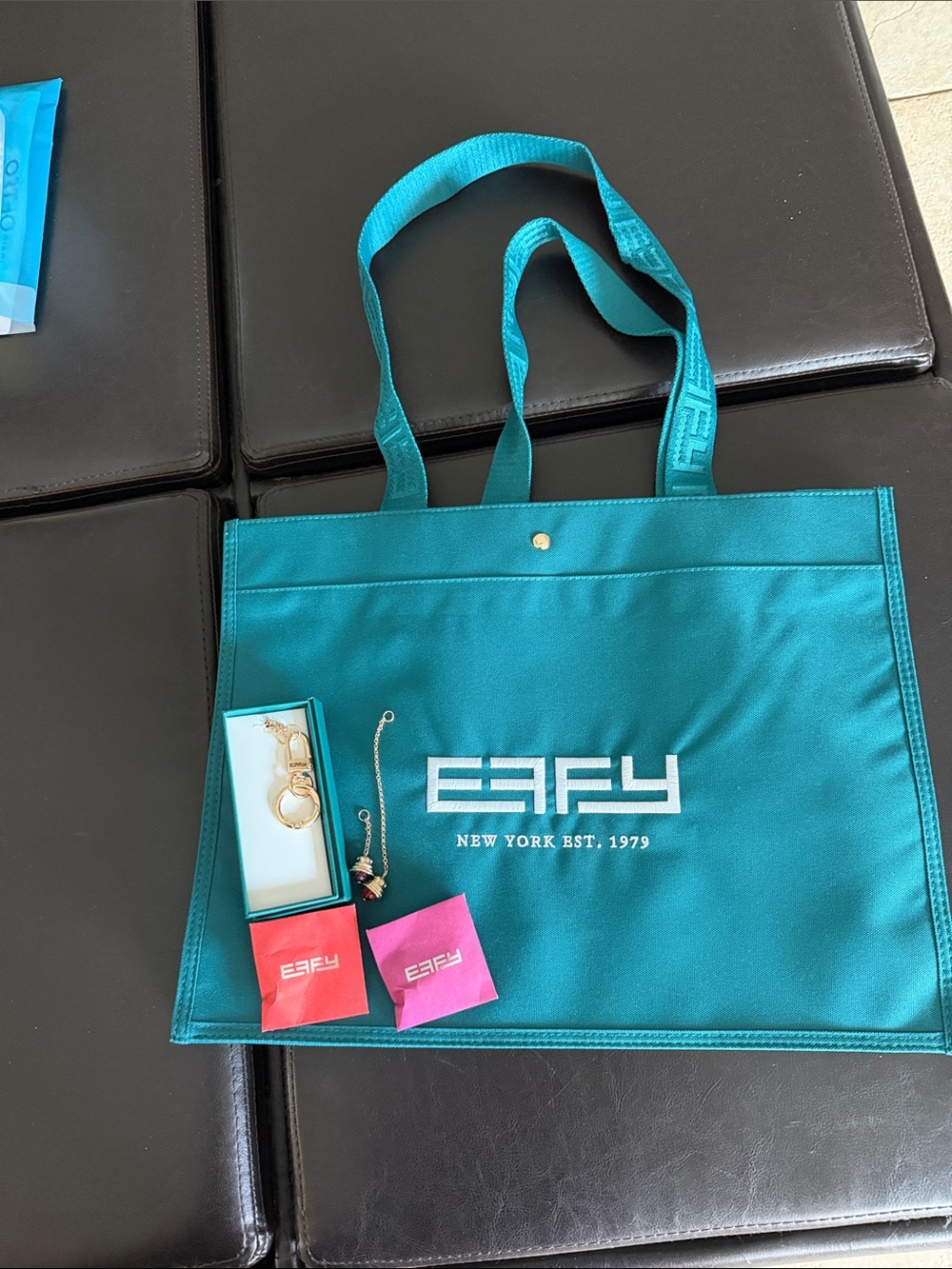 Effy Bells 2 Bell Charms and charm holder key ring Canvas Tote Royal Caribbean